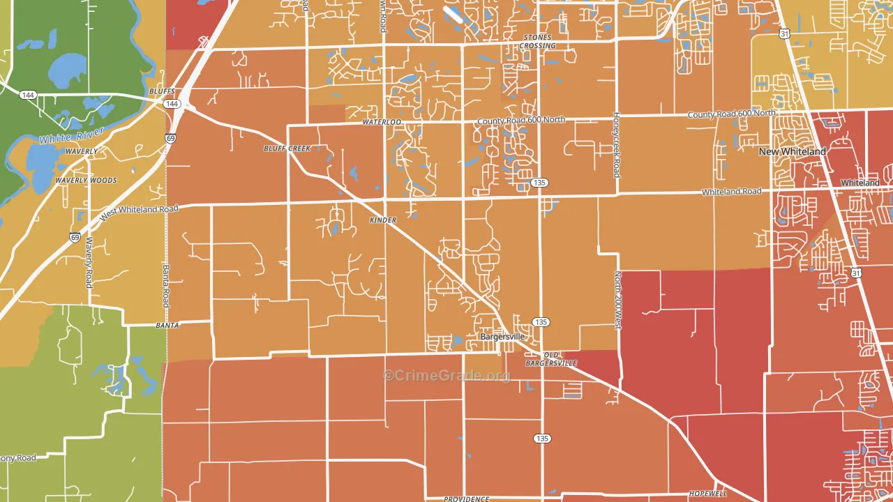 Bargersville, IN Map of Theft Rates