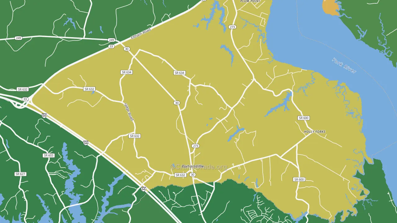 Barhamsville, VA Map of Theft Rates
