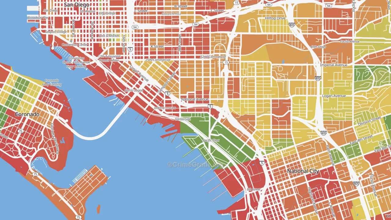 Bario Logan, San Diego, CA Map of Theft Rates