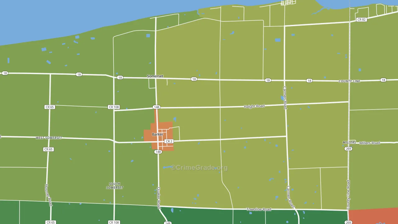 Barker, NY Map of Theft Rates