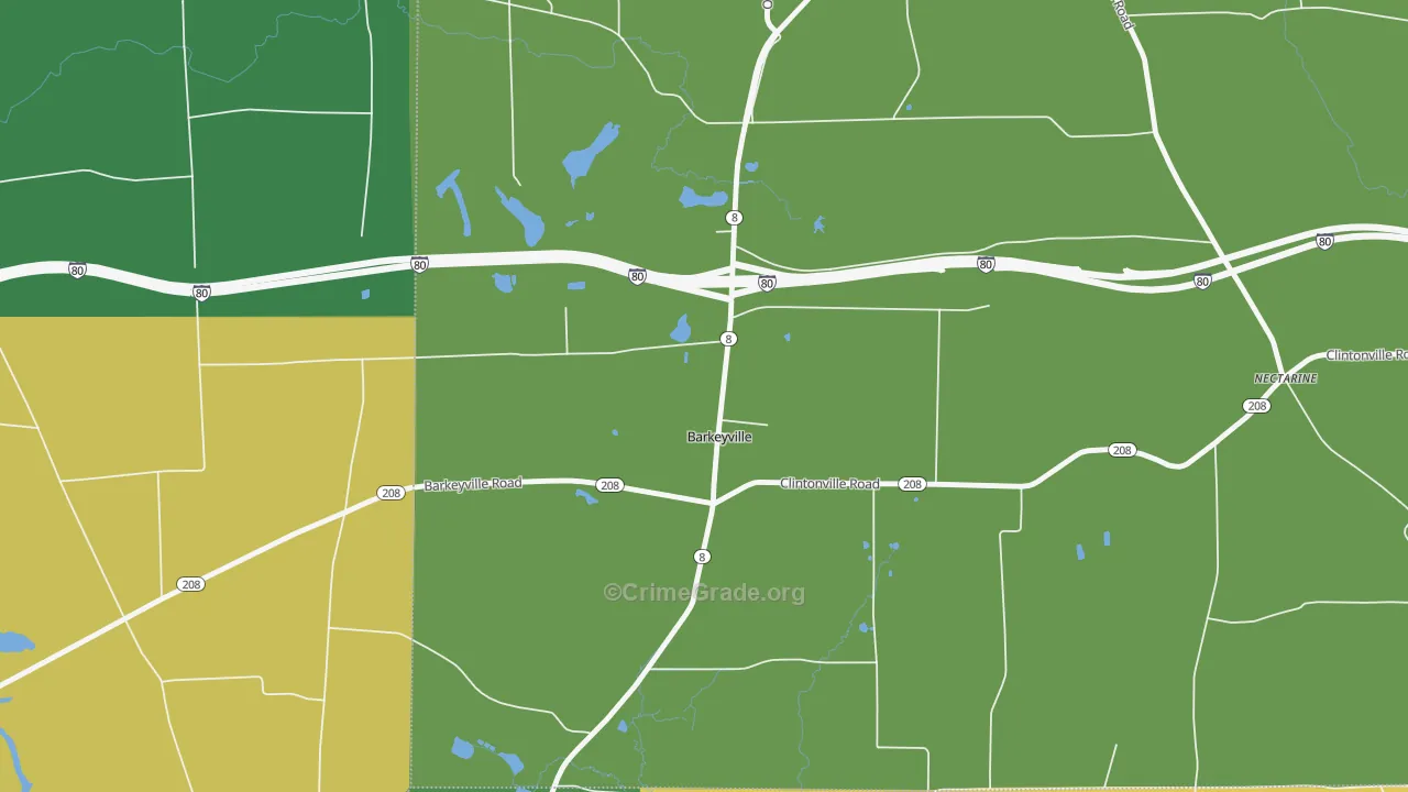 Barkeyville, PA Map of Theft Rates