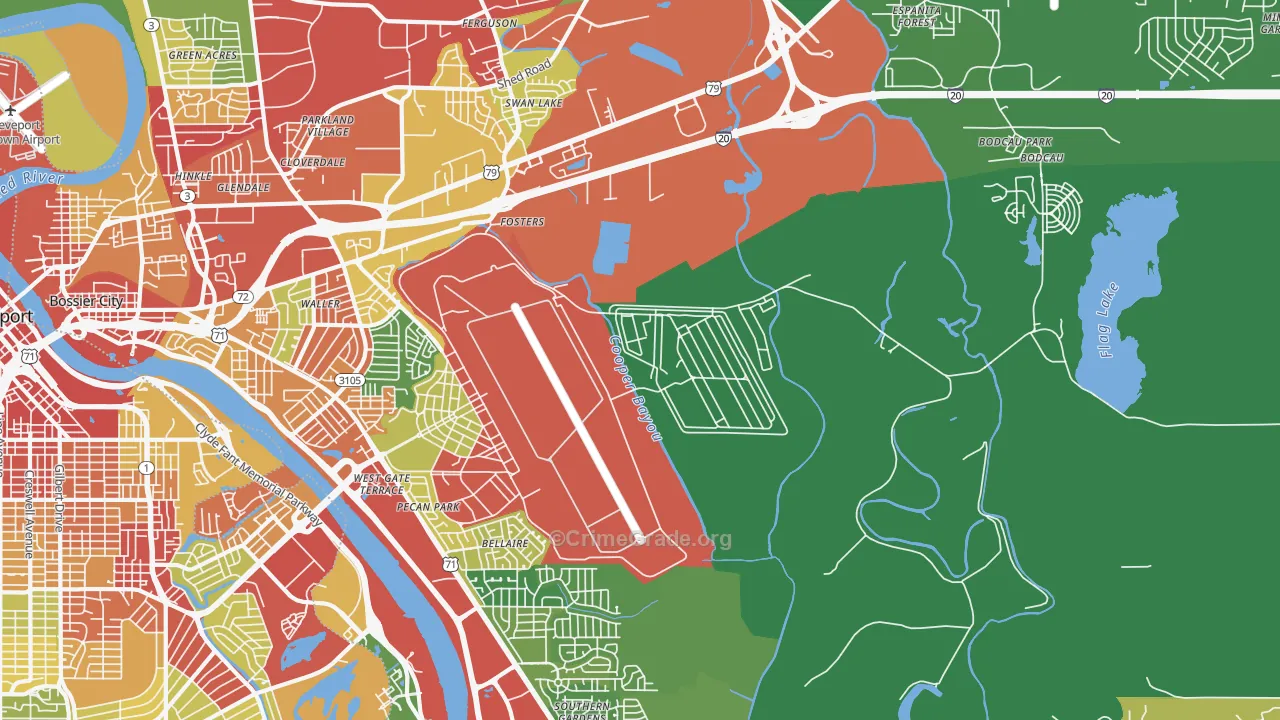 Barksdale Afb, LA Map of Theft Rates