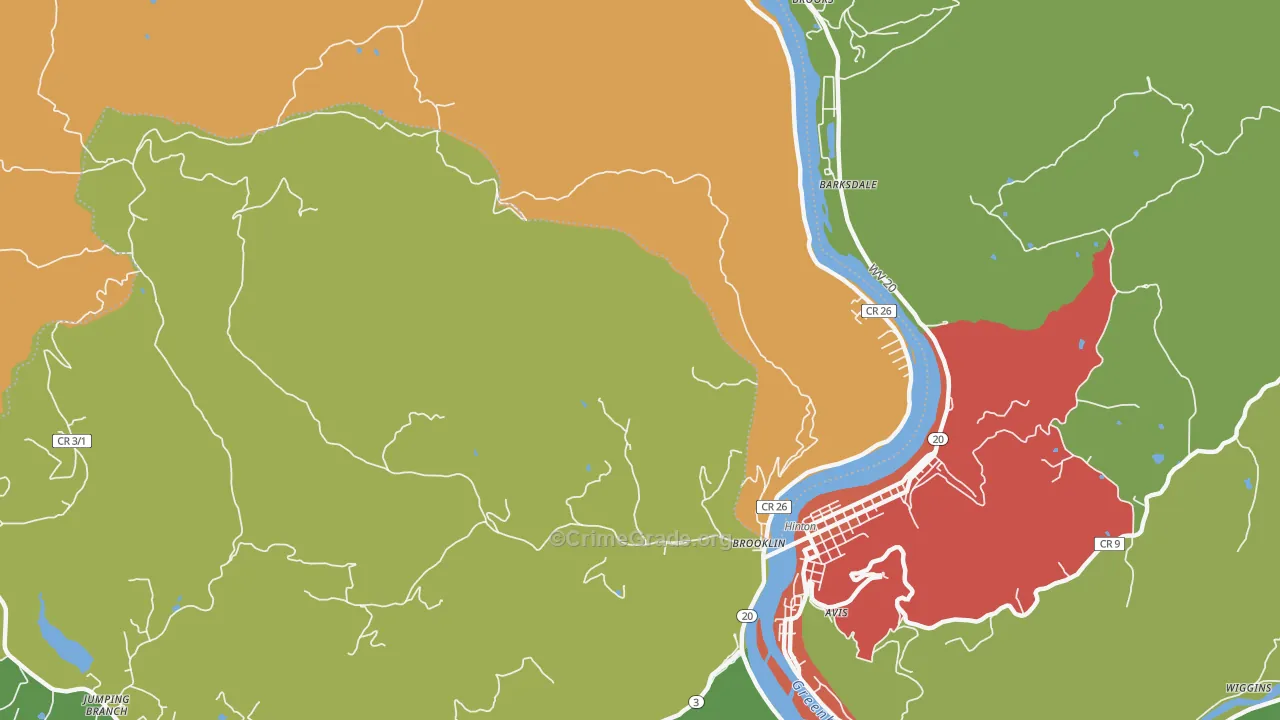 Barksdale, WV Map of Theft Rates