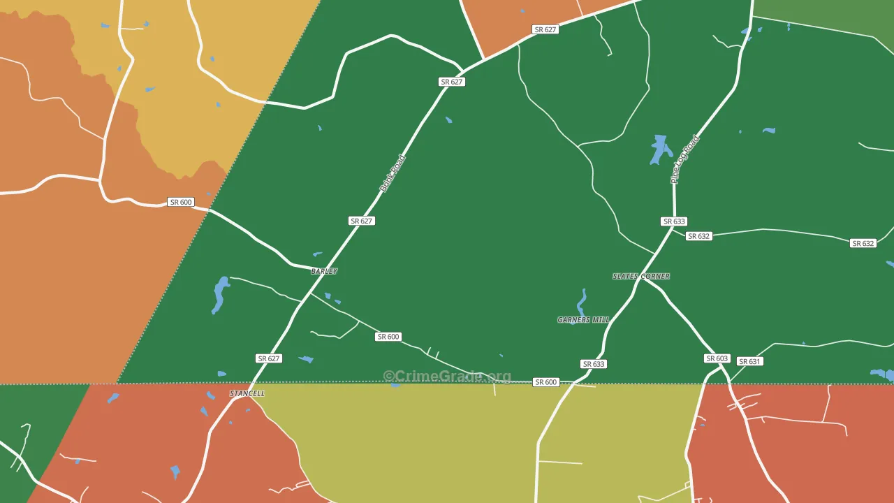 Barley, VA Map of Theft Rates