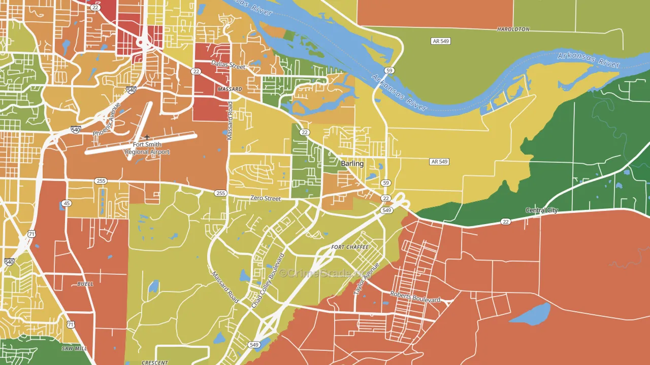 Barling, AR Map of Theft Rates