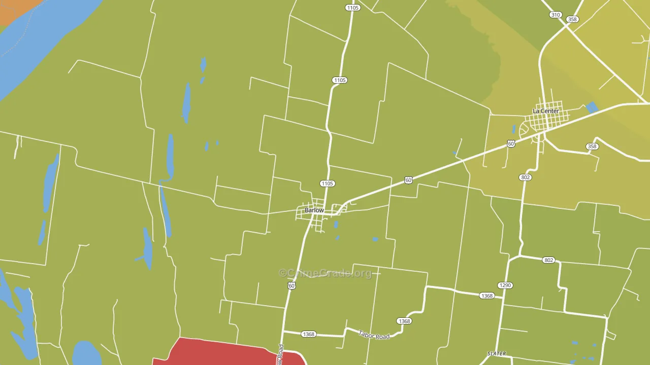 Barlow, KY Map of Theft Rates