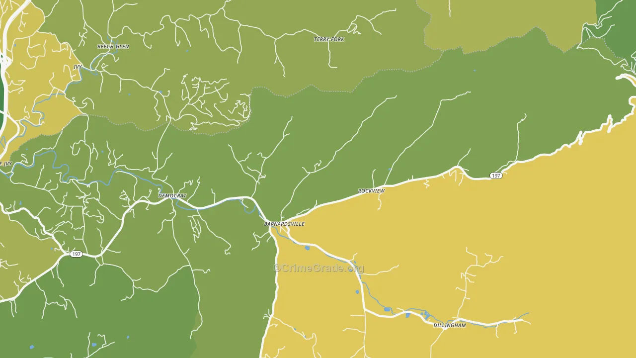 Barnardsville, NC Map of Theft Rates