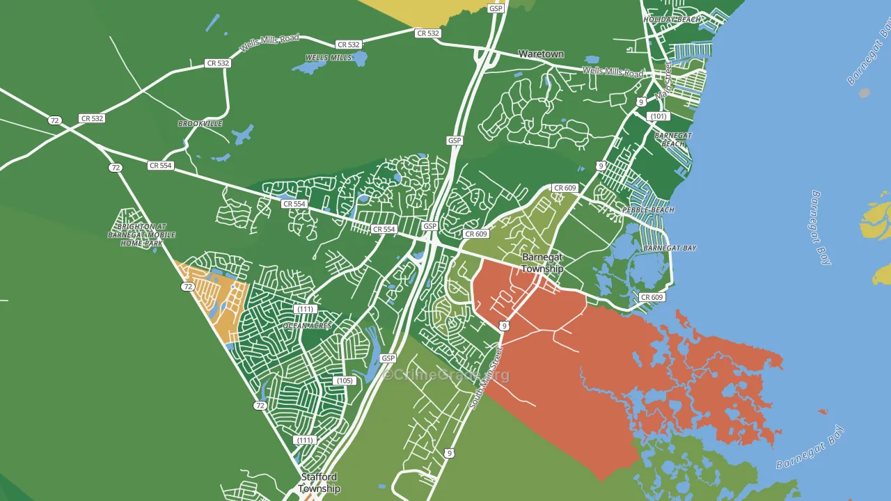 Barnegat, NJ Map of Theft Rates
