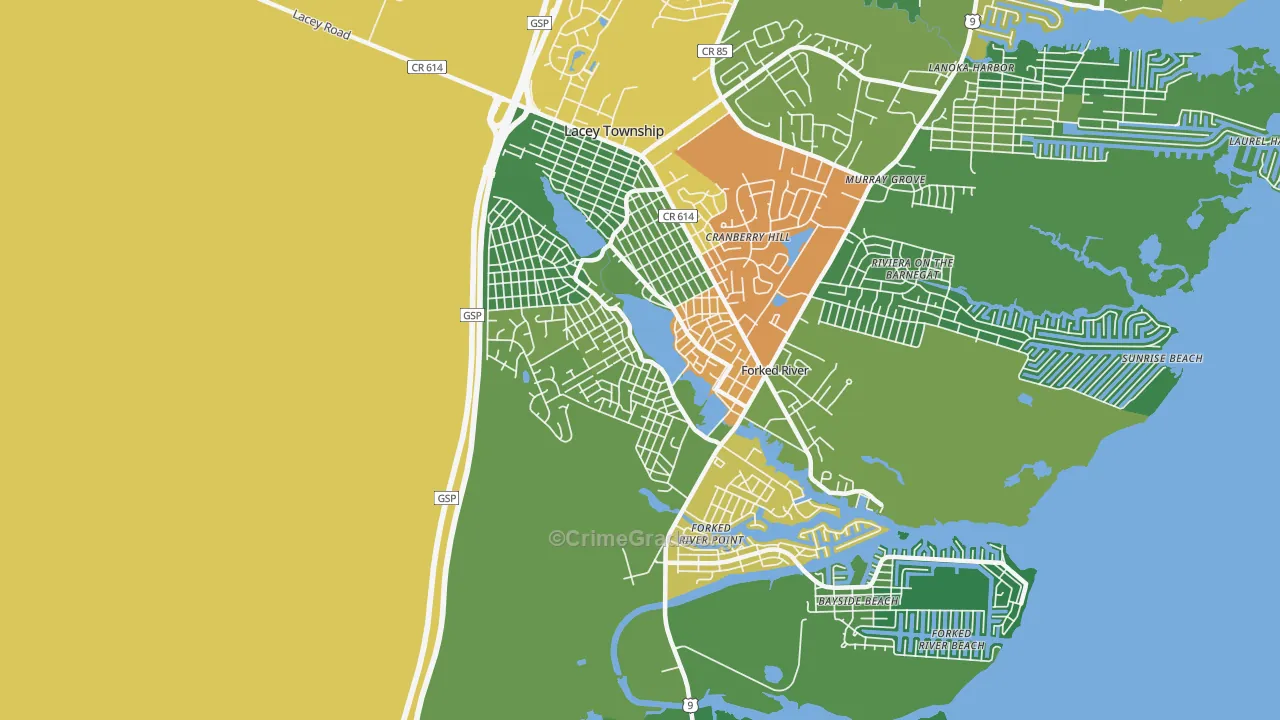Barnegat Pines, Forked River, NJ Map of Theft Rates