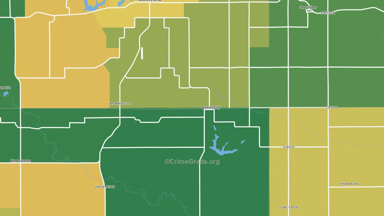 Barnes City, IA Map of Theft Rates