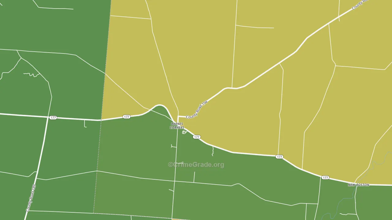 Barnes Corners, NY Map of Theft Rates