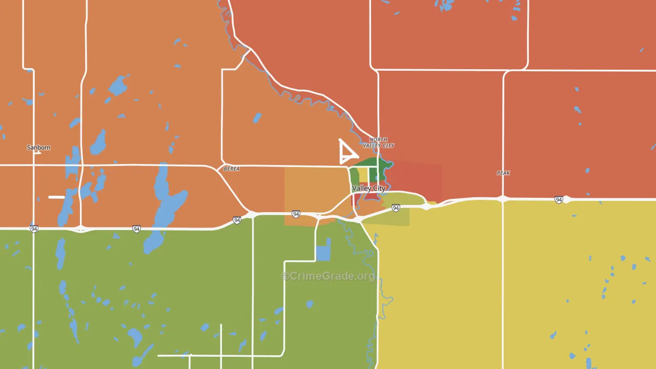Barnes County, ND Map of Theft Rates