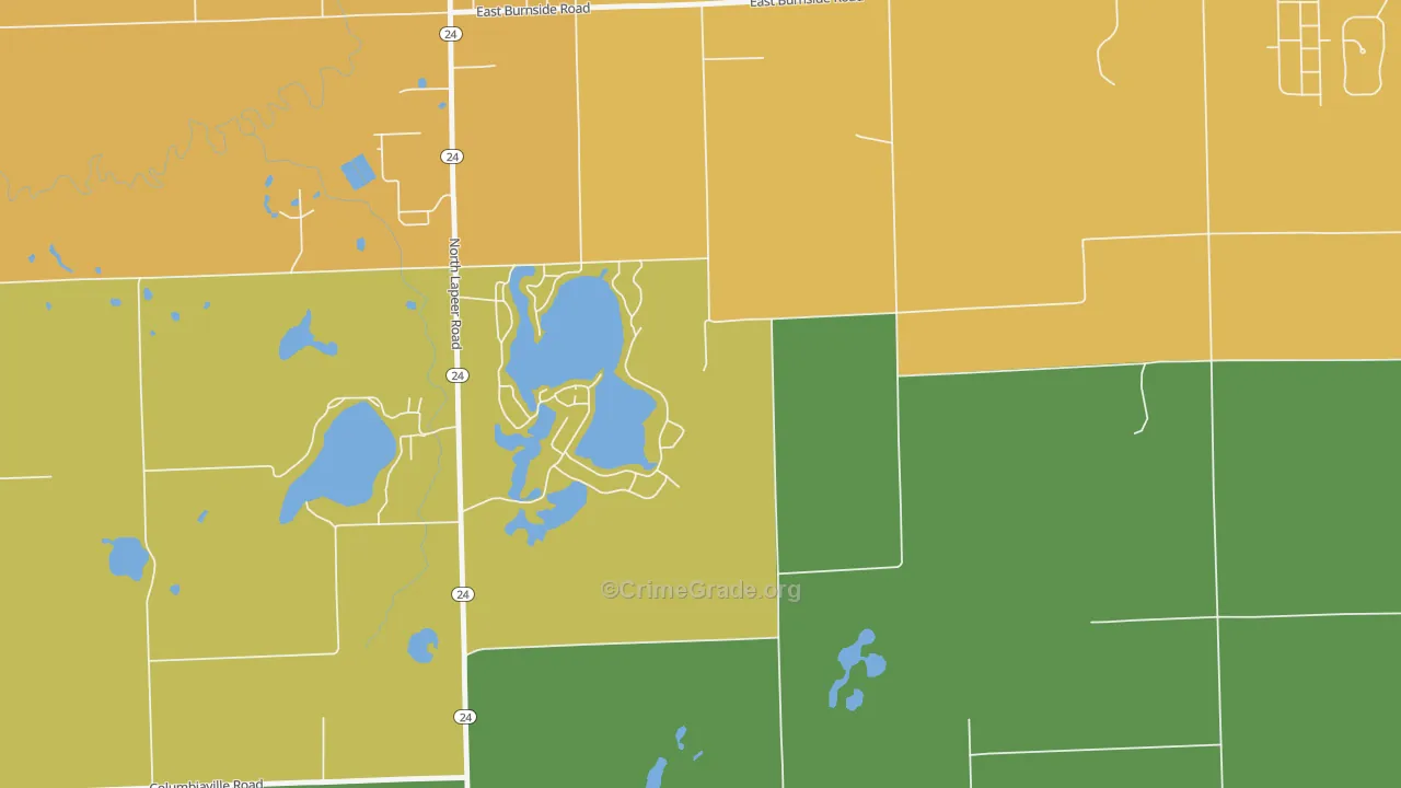 Barnes Lake-Millers Lake, MI Map of Theft Rates