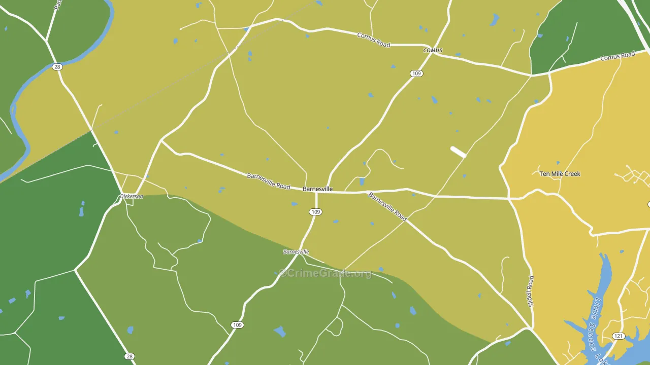 Barnesville, MD Map of Theft Rates
