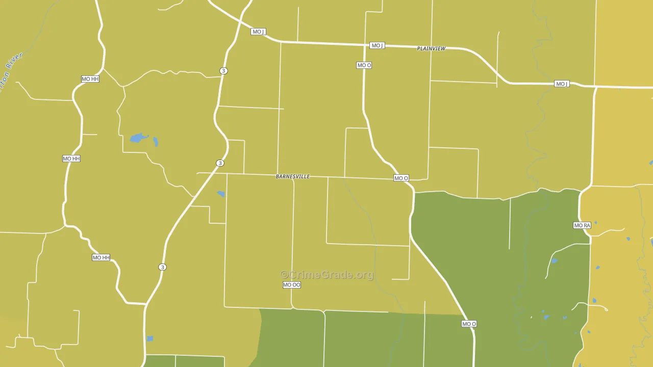 Barnesville, MO Map of Theft Rates