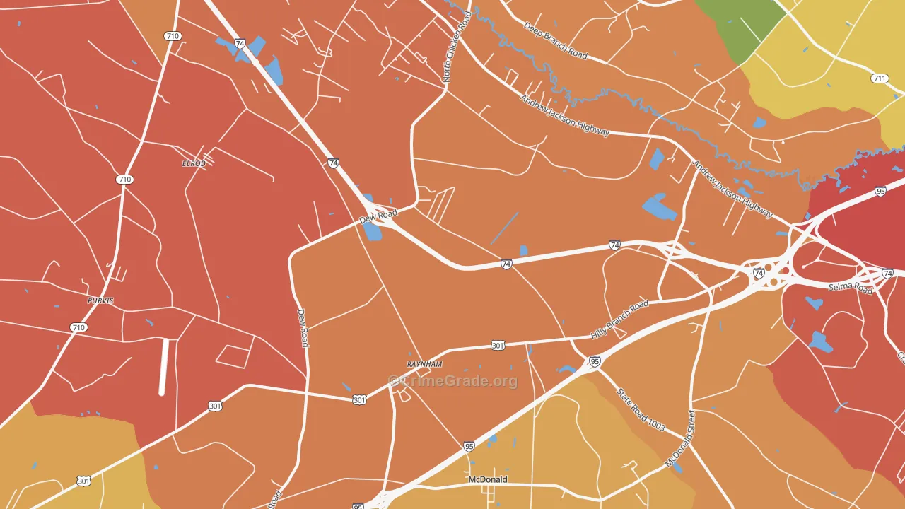 Barnesville, NC Map of Theft Rates