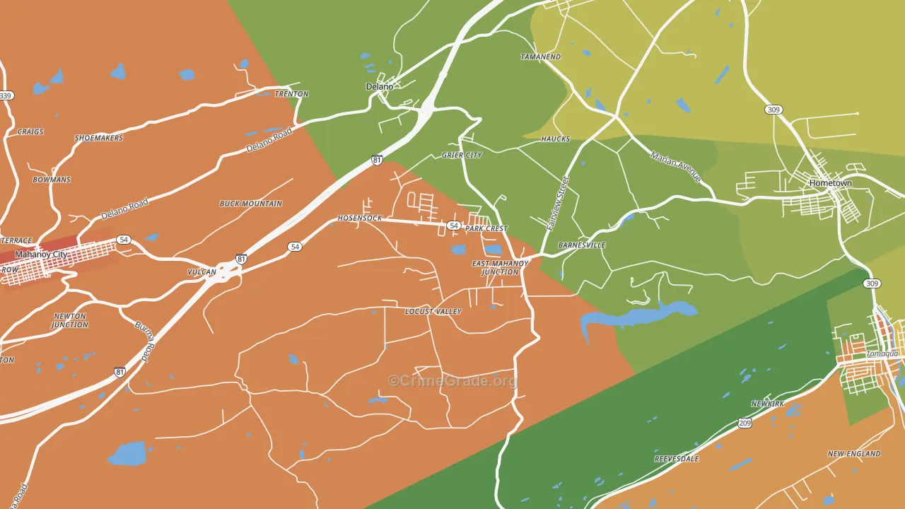 Barnesville, PA Map of Theft Rates