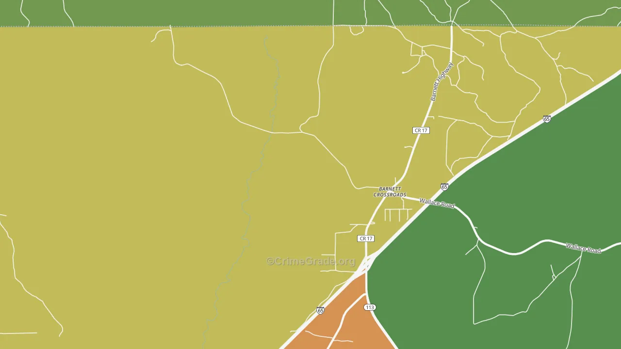 Barnett Crossroads, AL Map of Theft Rates