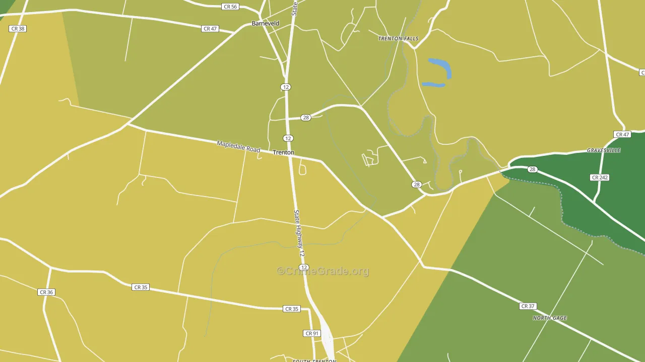 Barneveld, NY Map of Theft Rates