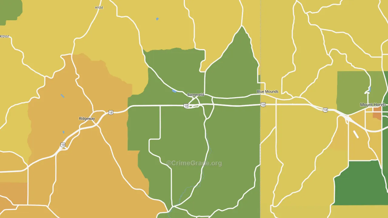 Barneveld, WI Map of Theft Rates
