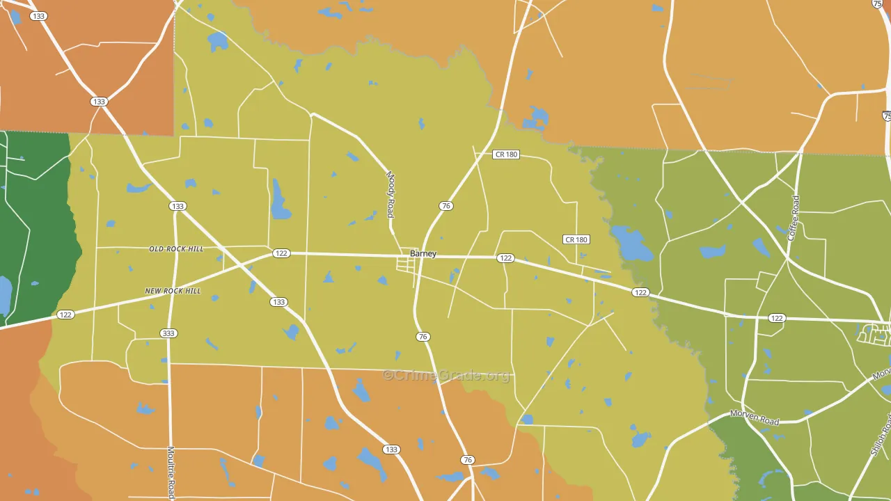 Barney, GA Map of Theft Rates