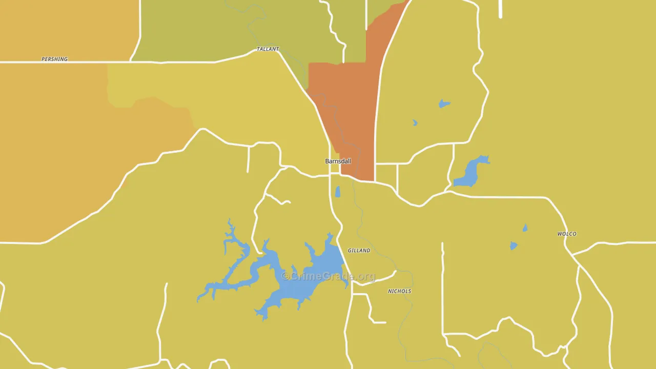 Barnsdall, OK Map of Theft Rates