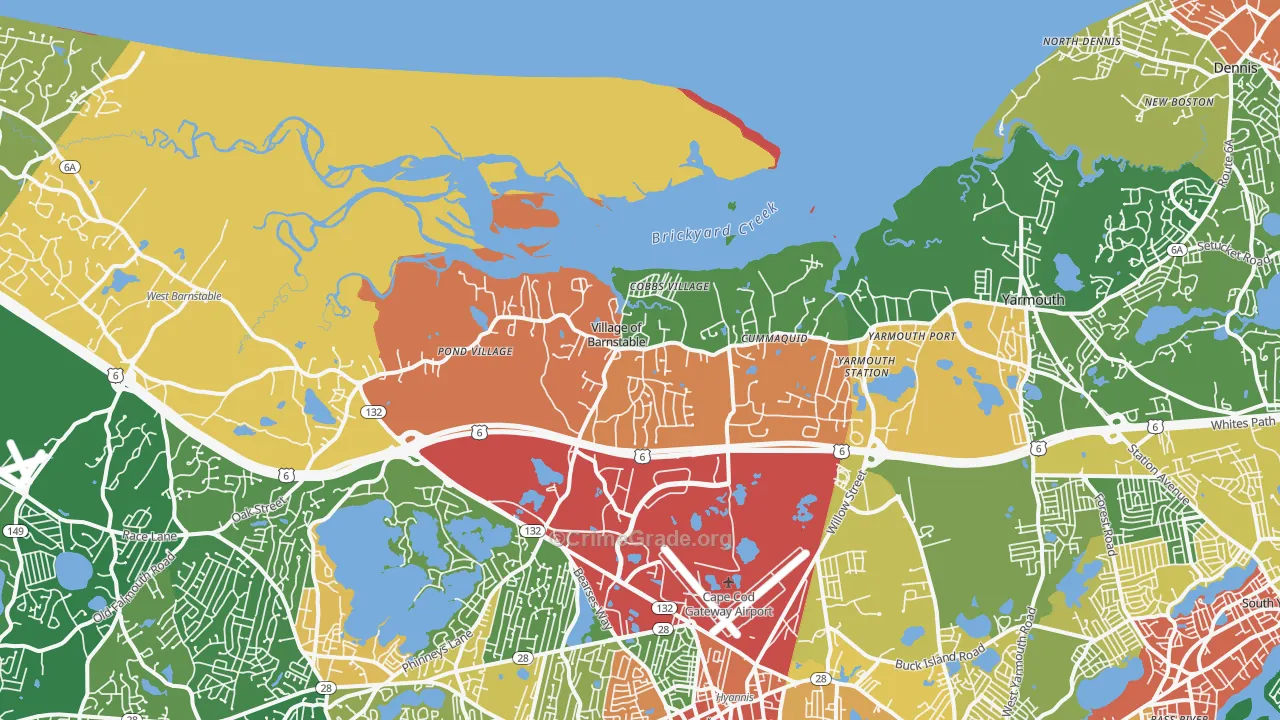 Barnstable, MA Map of Theft Rates