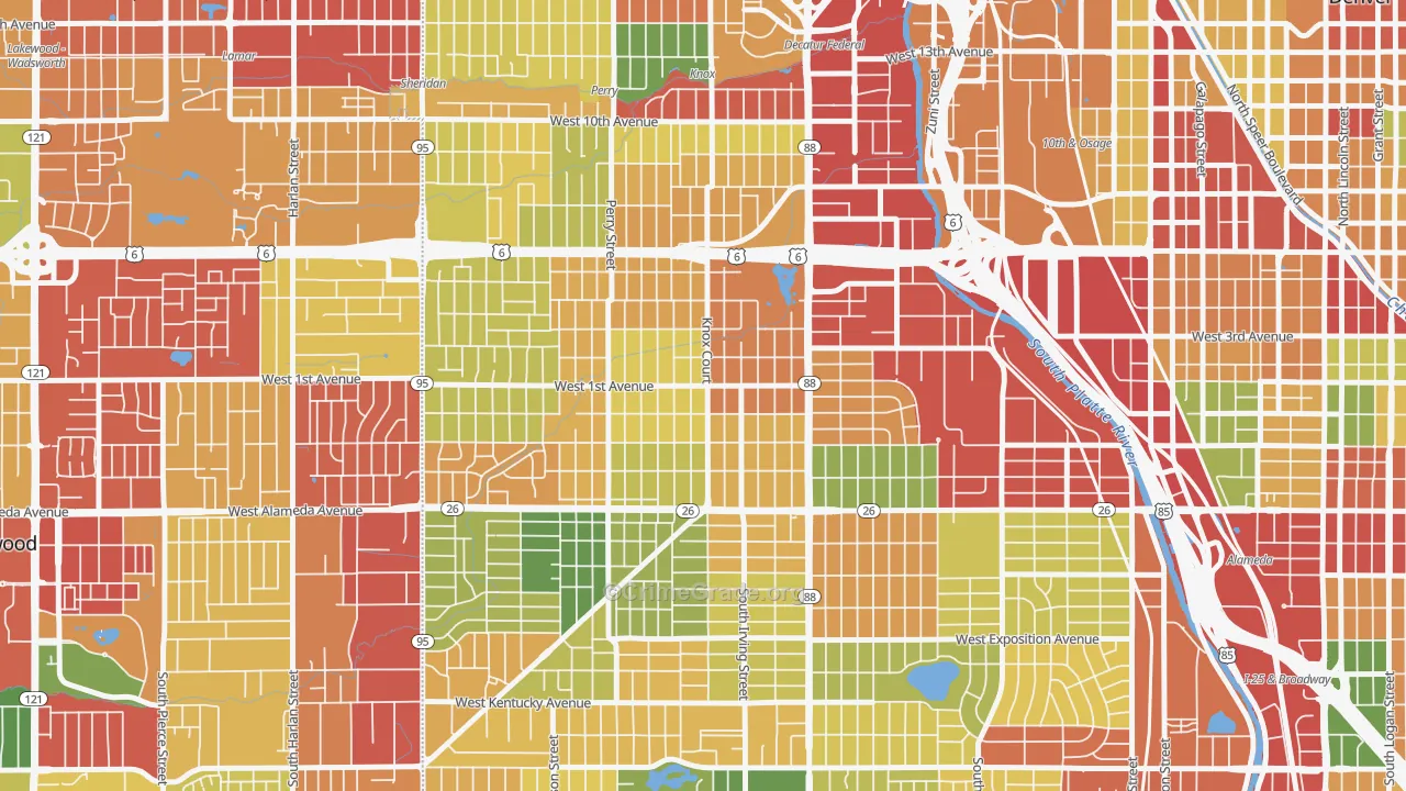 Barnum, Denver, CO Map of Theft Rates