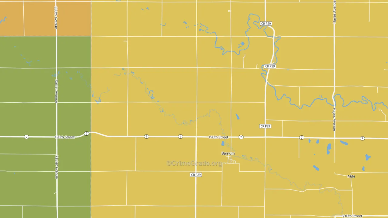 Barnum, IA Map of Theft Rates