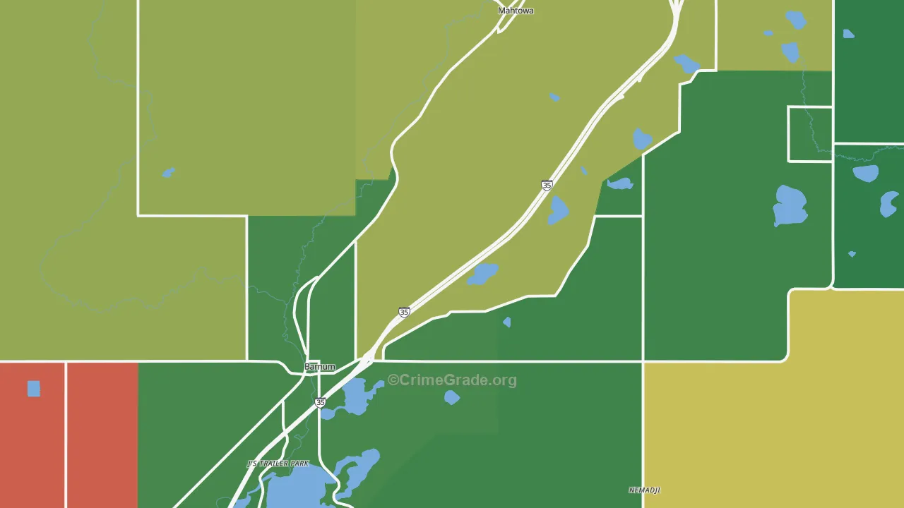 Barnum, MN Map of Theft Rates