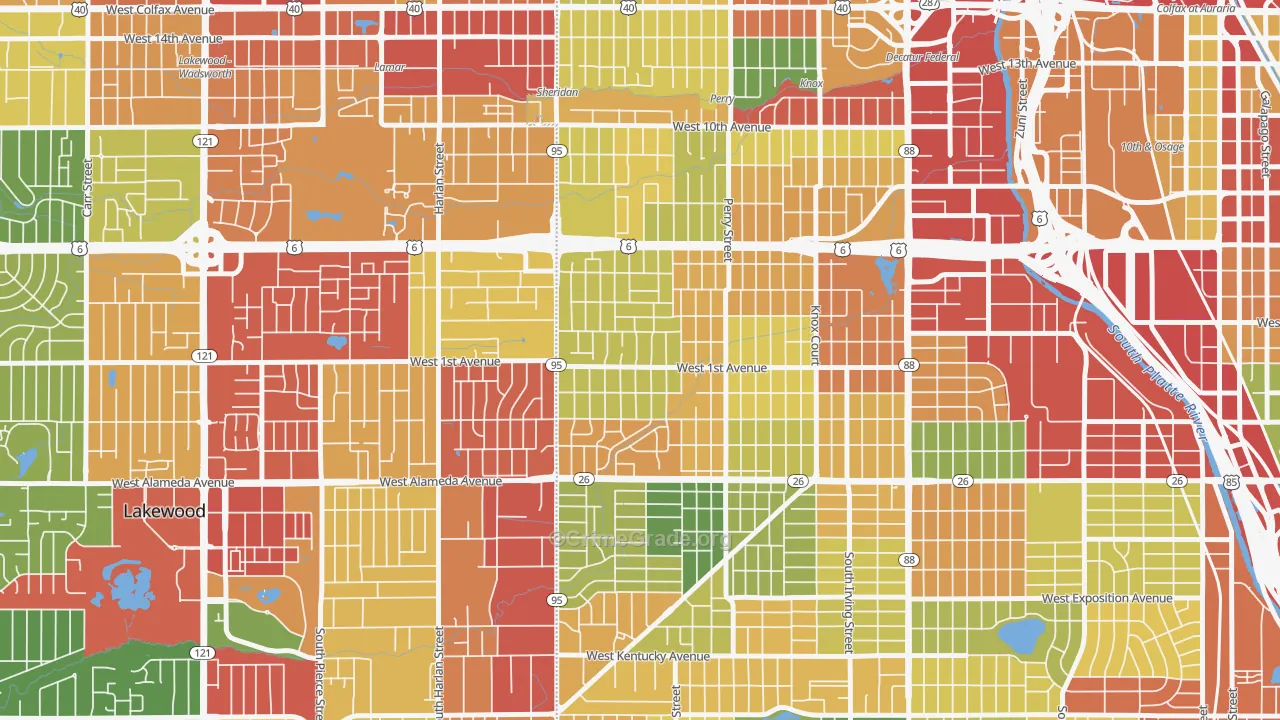 Barnum West, Denver, CO Map of Theft Rates