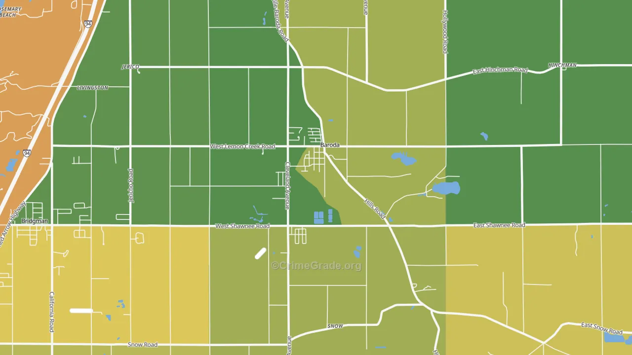 Baroda, MI Map of Theft Rates