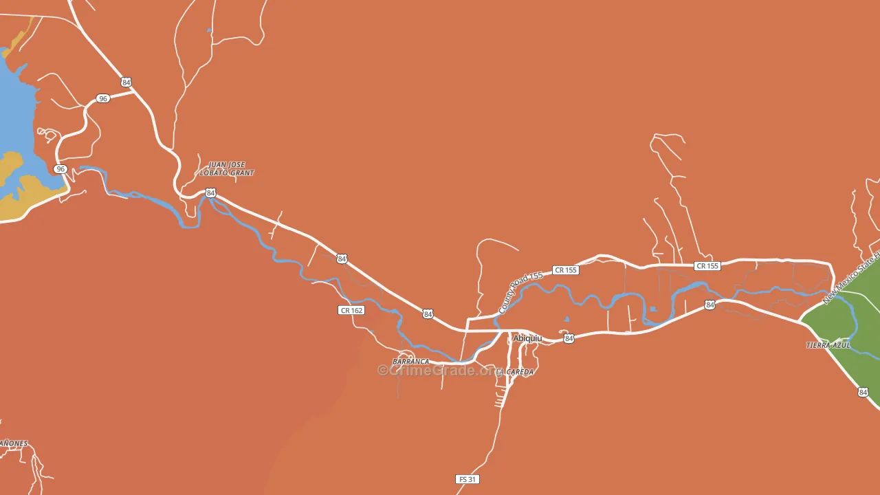 Barranca, NM Map of Theft Rates