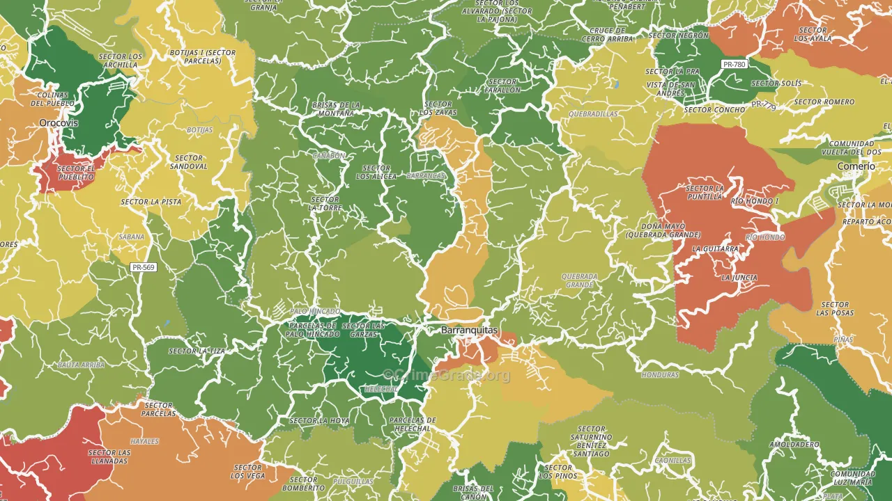 Barranquitas Municipio, PR Map of Theft Rates