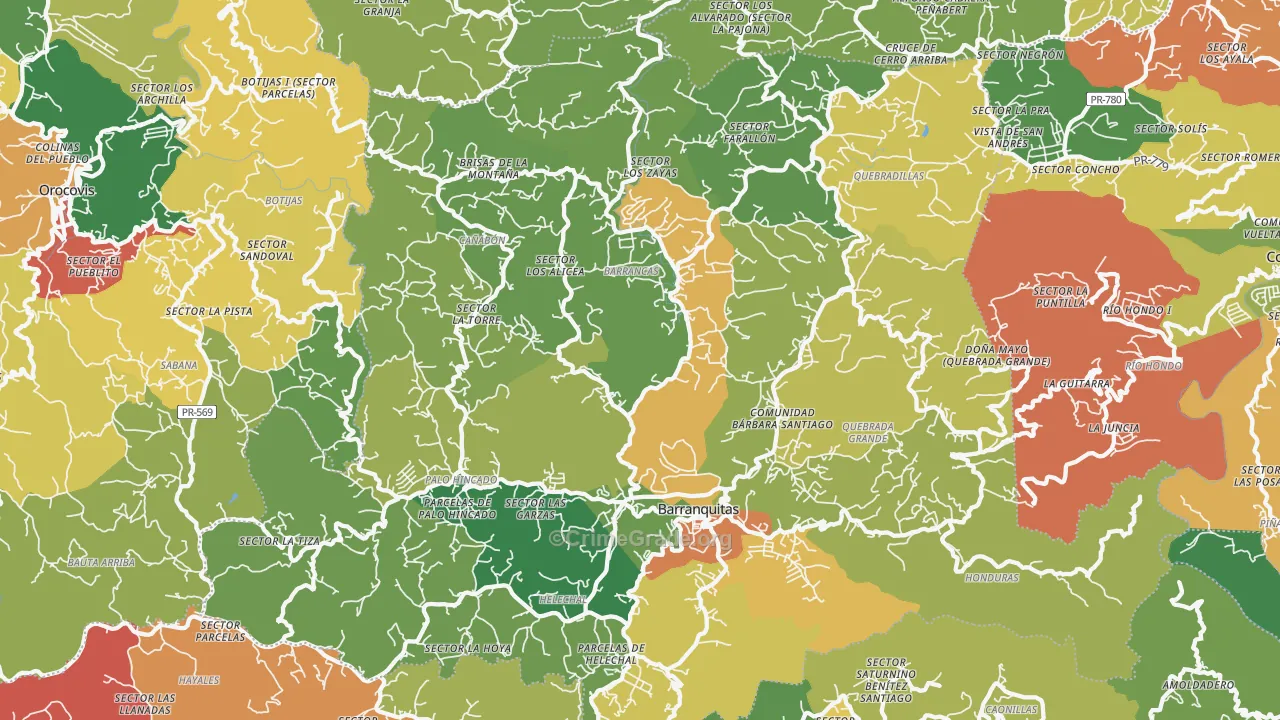 Barranquitas, PR Map of Theft Rates