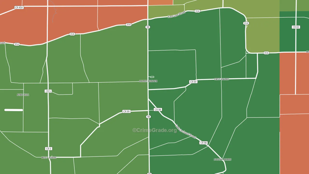 Barre Center, NY Map of Theft Rates