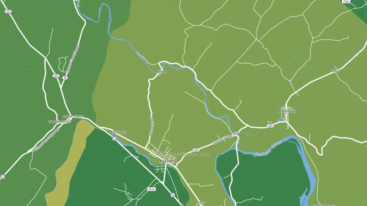 Barree, PA Map of Theft Rates