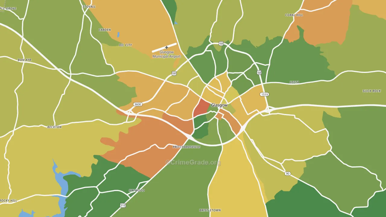 Barren County, KY Map of Theft Rates
