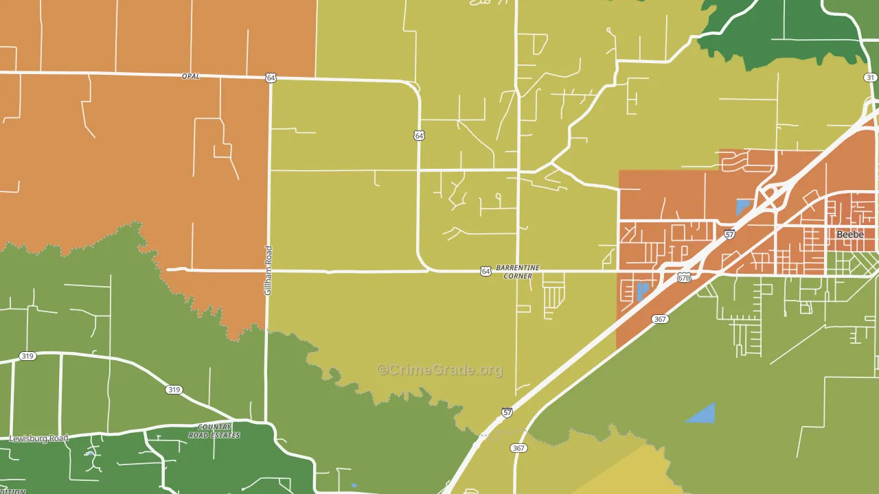 Barrentine Corner, AR Map of Theft Rates