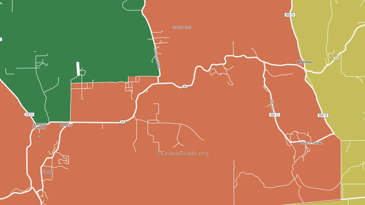 Barrett, CA Map of Theft Rates