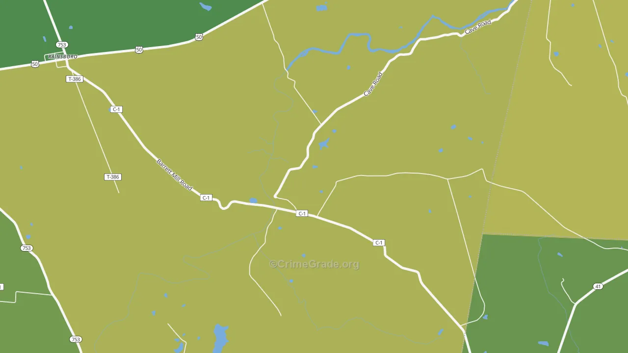 Barretts Mills, OH Map of Theft Rates