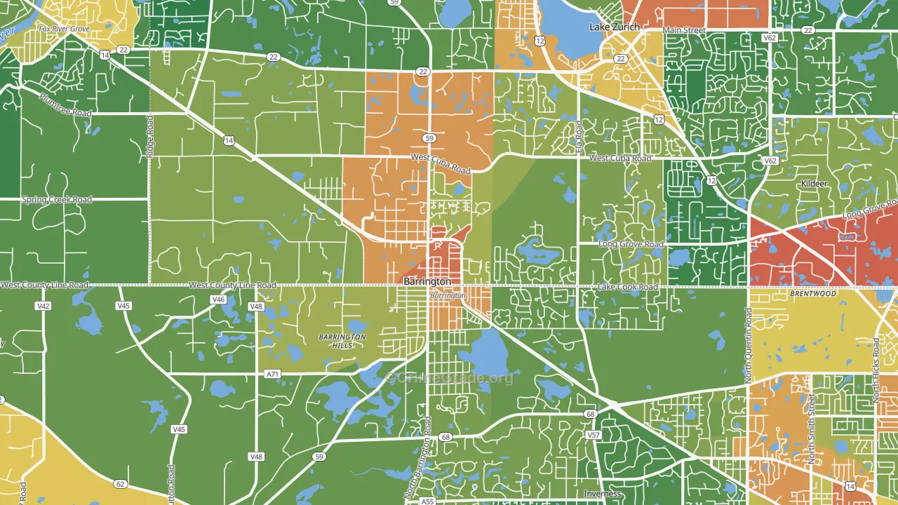 Barrington, IL Map of Theft Rates