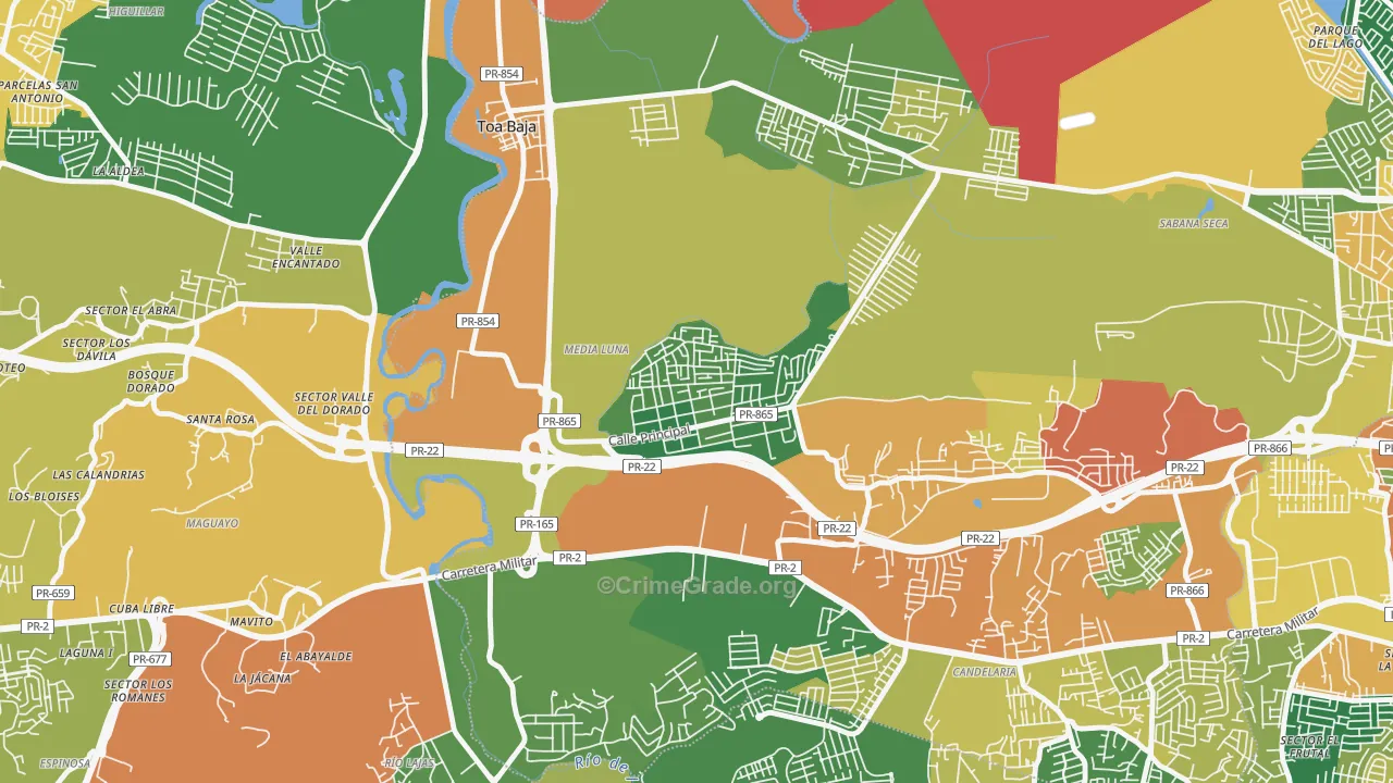 Barrio Campanilla, Toa Baja, PR Map of Theft Rates