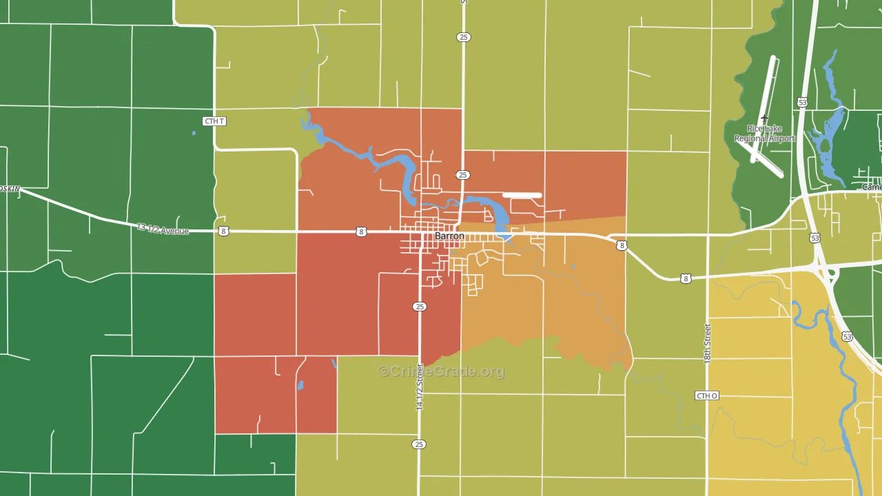 Barron, WI Map of Theft Rates