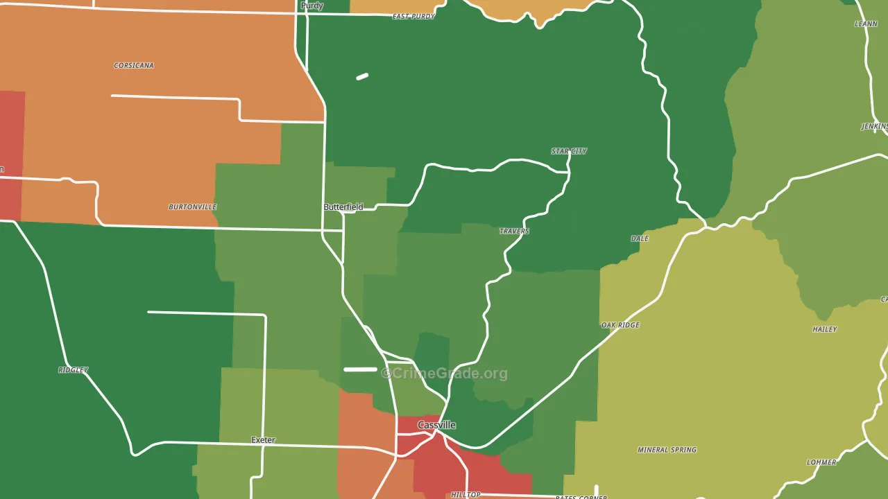 Barry County, MO Map of Theft Rates