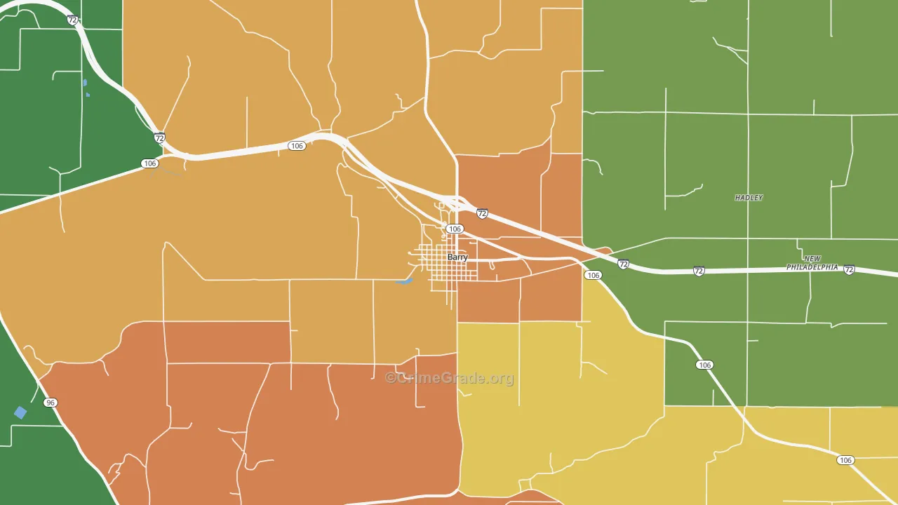 Barry, IL Map of Theft Rates