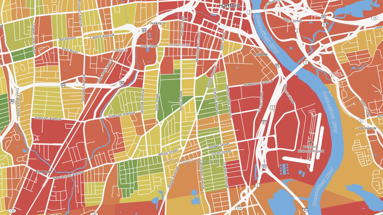 Barry Square, Hartford, CT Map of Theft Rates