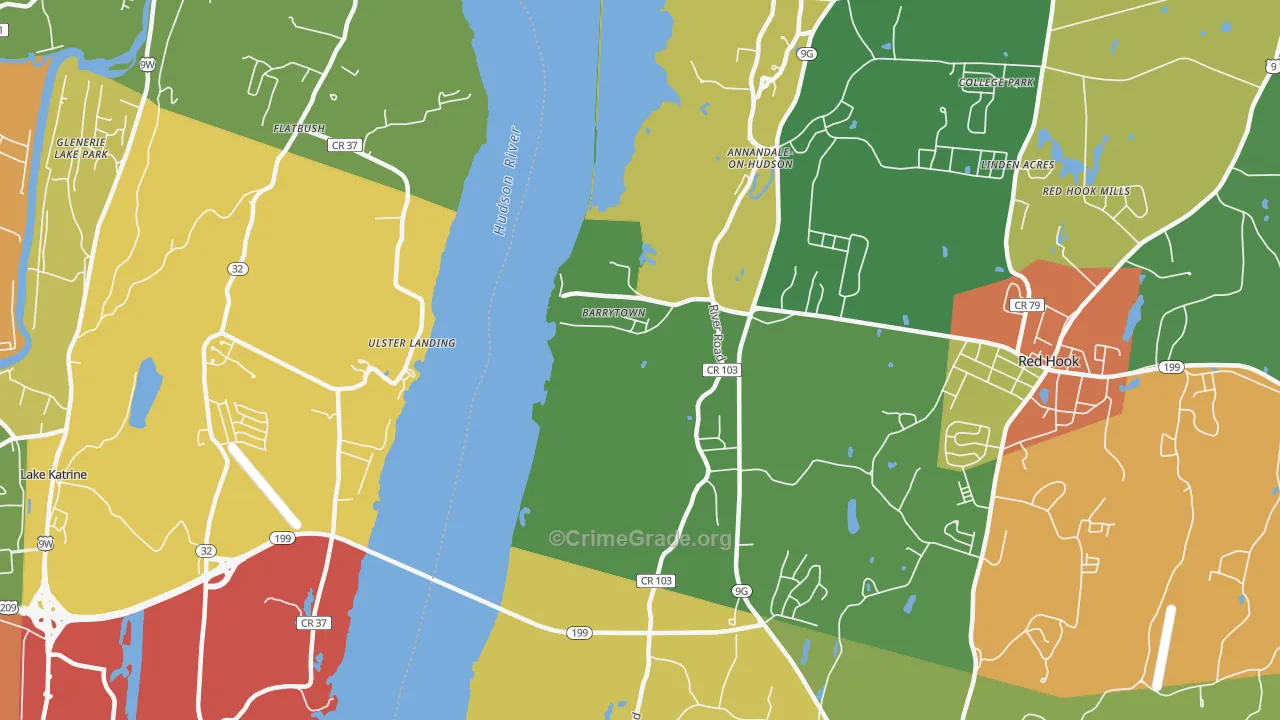 Barrytown, NY Map of Theft Rates