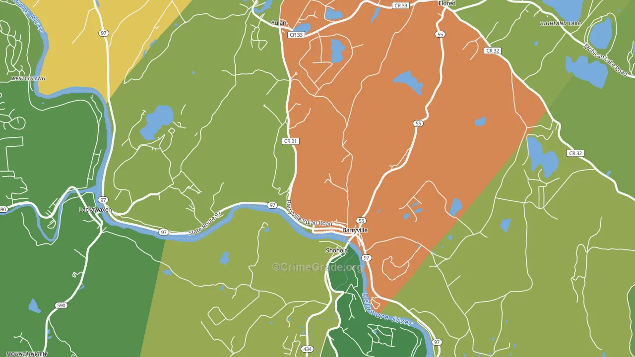 Barryville, NY Map of Theft Rates