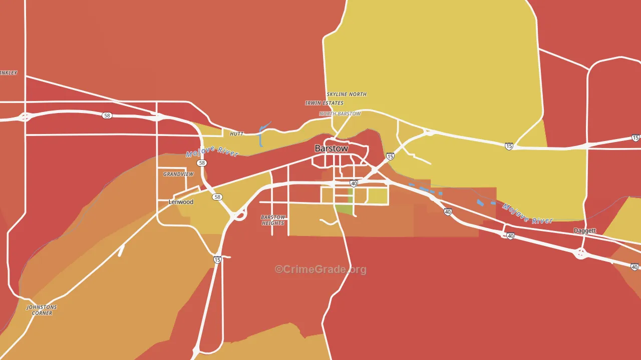 Barstow, CA Map of Theft Rates